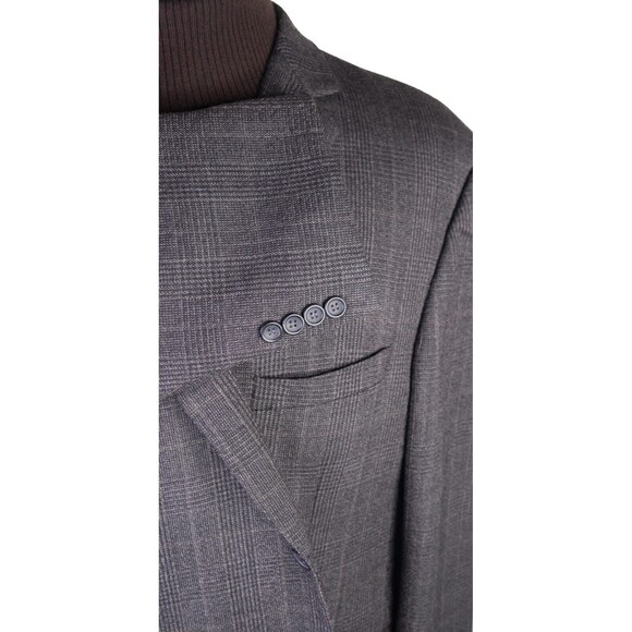 Pronto Uomo Men's Sport Coat Blazer Jacket Two Button Plaid Brown Wool 50R EUC - Picture 6 of 13